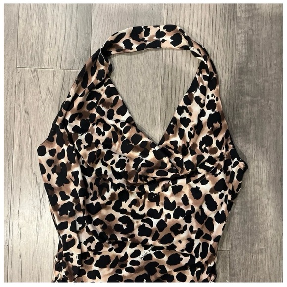 Nicole Miller Leopard Print Halter Dress Medium - Picture 2 of 5